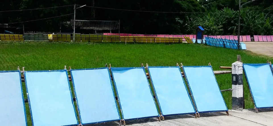 Handmade paper drying outdoors